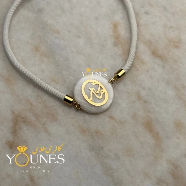 دستبند مادر طلا بیضی سنگ صدفی